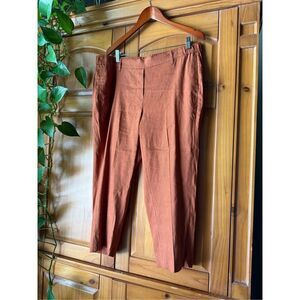J.Jill Women’s Linen Blend Stretch Cropped Pants Rust Colored SZ XL